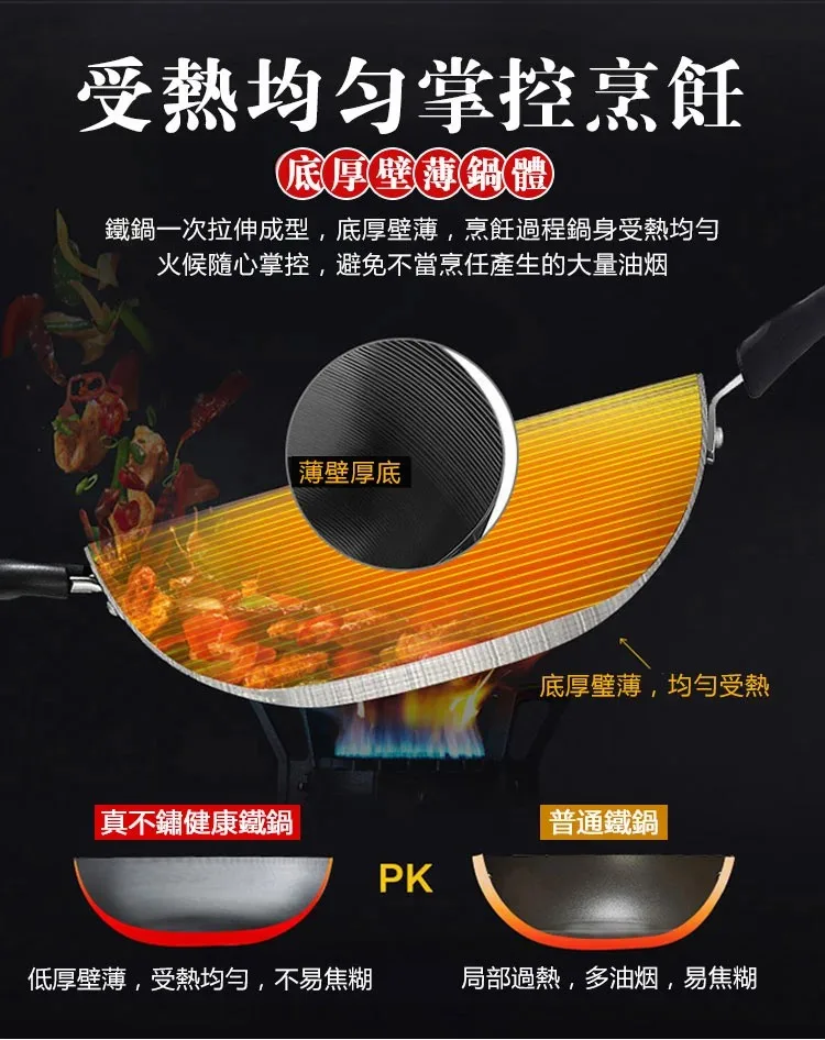 【正宗手工鍛打鐵鍋】免費開過 無塗層鐵鍋 不粘鍋 不生鏽 耐刮耐用 查出塗層 賠償500萬 - 16