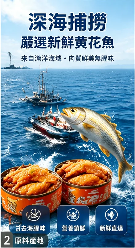 🐟 香到嘬手指！ ✅ 精選深海黃花魚，肉質緊實細膩，骨刺酥軟可直接嚼~🌶️香辣味：麻辣過癮，一口喚醒味蕾，配米飯能炫三碗！ 🌿 五香味：鹹香入味，經典配方超下飯，辦公室追劇必備！ 💥 開罐即食超方便，湯汁還能拌面/蘸饅頭，0防腐劑吃得安心~ - 2