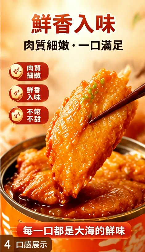 🐟 香到嘬手指！ ✅ 精選深海黃花魚，肉質緊實細膩，骨刺酥軟可直接嚼~🌶️香辣味：麻辣過癮，一口喚醒味蕾，配米飯能炫三碗！ 🌿 五香味：鹹香入味，經典配方超下飯，辦公室追劇必備！ 💥 開罐即食超方便，湯汁還能拌面/蘸饅頭，0防腐劑吃得安心~ - 4